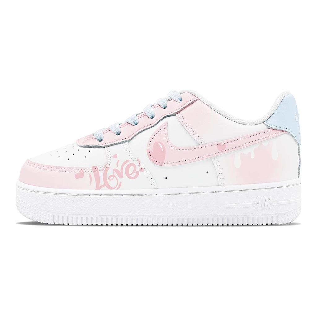 Nike Air Force 1 Air Force 1 Износостойкие Нескользящие Низкие Скейтбордические Кроссовки Женские Белый Розовый Синий DH2920-111(Team1655-S-BOX)