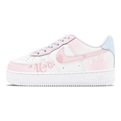 Air Force 1 Air Force 1 Износостойкие Нескользящие Низкие Скейтбордические Кроссовки Женские Белый Розовый Синий DH2920-111(Team1655-S-BOX)