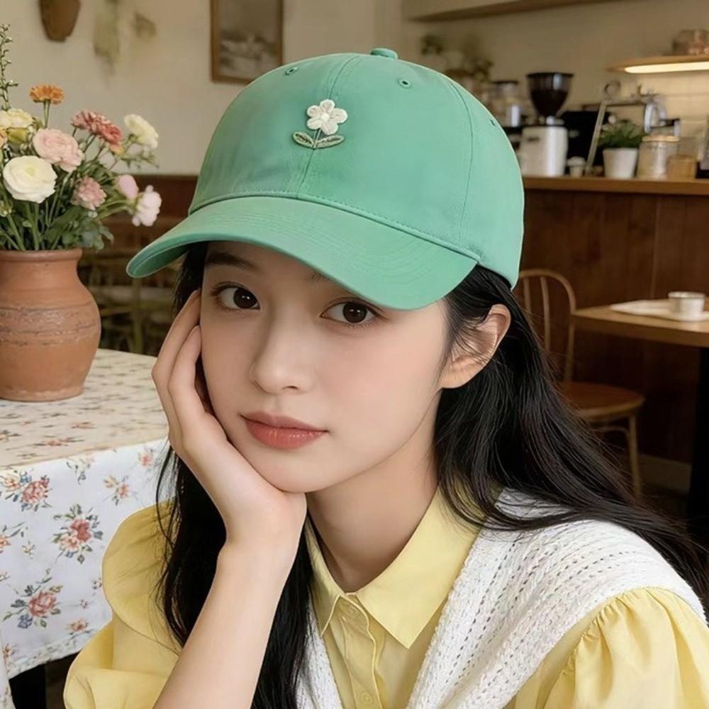 Korean Style Flower Baseball Cap Adjustable Sunshade Casquette Embroidered Peaked Hat  Sports