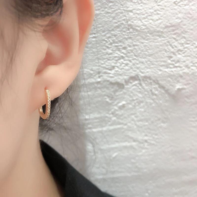 foxanry Prevent Allergy Silver Color Hoop Earrings for Women Accessories New Trend Simple Sparkling Zircon Bride Jewelry