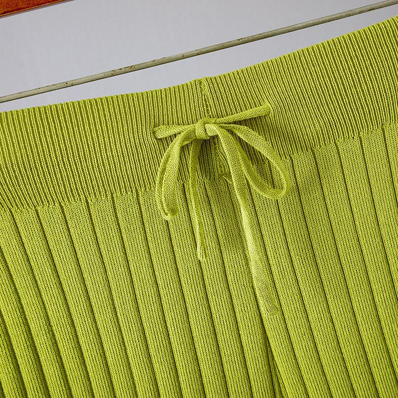 Весенне-летний женский свободный комплект из двух предметов, однотонный вязаный топ без рукавов, костюм