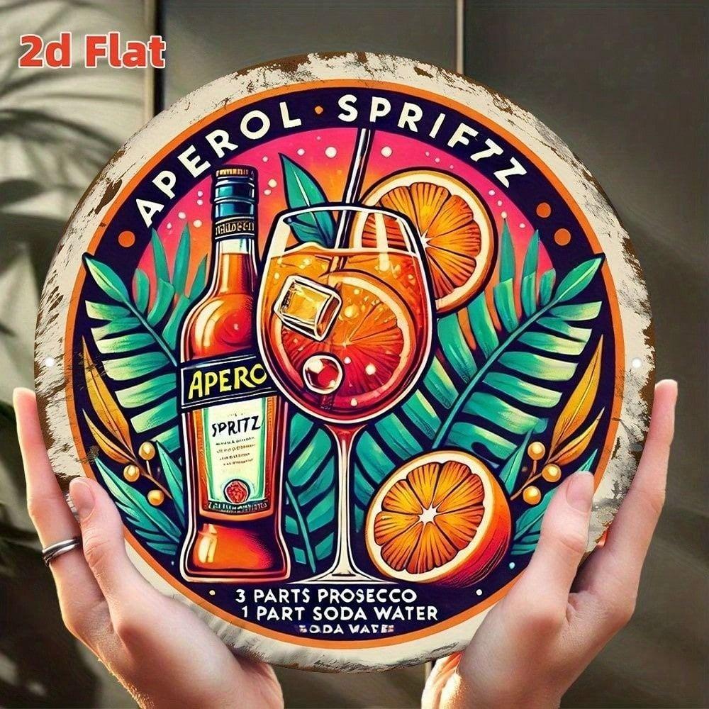Жестяная табличка Aperol Spritz Винтажная 8x8 дюймов, Ретро Алюминиевый Плакат для Стены Бара