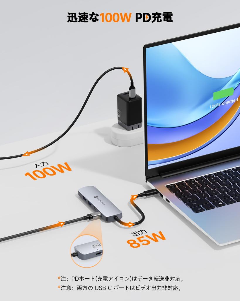 NOVOO HDMI Hub Type C Adapter 5Gbps Ultra High Speed Transfer PD100W Fast USB C Conversion Adapter MacBook Pro M1 M2 Rog Dell Galaxy Xperia iPhone of