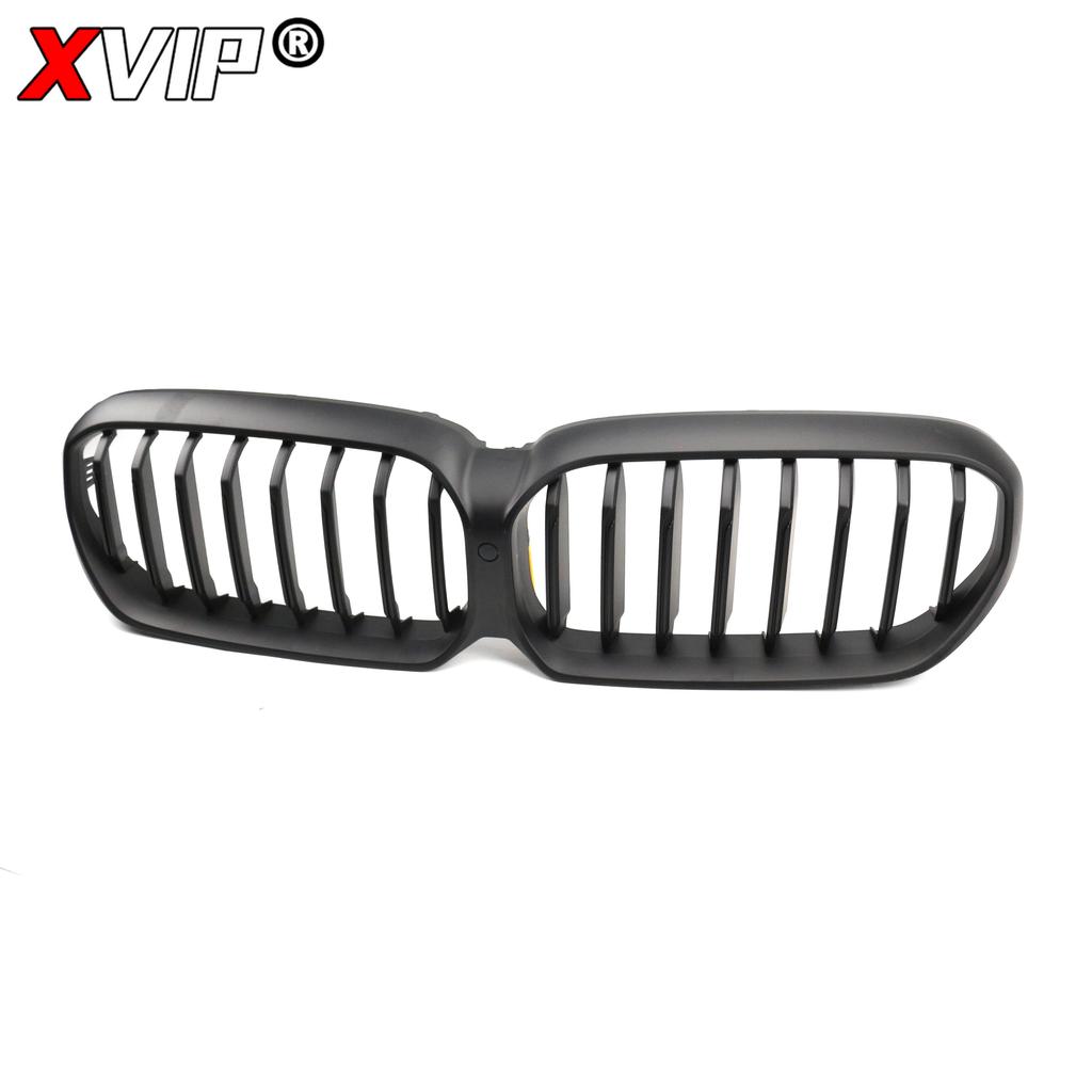 XVIP Двухсекционные глянцевые черные решетки переднего бампера для BMW 5-й серии G30/G31 2021-2025 530i 540i Верхние решетки в однорядном стиле