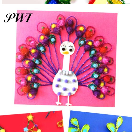 Crafting Gadgets Chenille Stems 100Pcs Glitter Flexible Bendable Plush Tinsel DIY Crafts Kids Educational Craft Supplies Toys Handmade Decorations