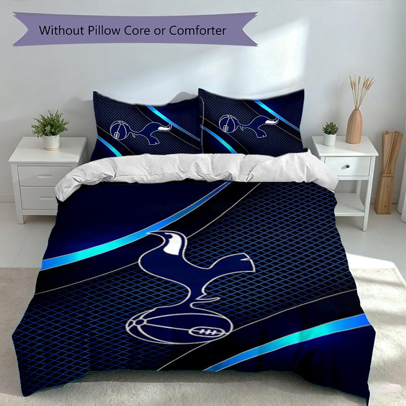 3pcs Tottenham Hotspur F.C Duvet Cover Set, Includes 1 Duvet Cover and 2 Pillowcases,Skin-Friendly&Comfortable Fabric,Suitable Bedding Sets