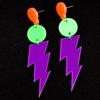 Foreign Trade Lightning Earrings Earrings Fluorescent Color Design Sense Contrast Color Personality Acrylic Earrings Earrings Women