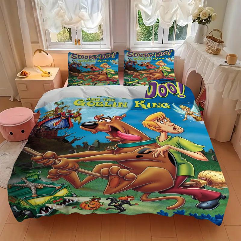 Scoobydoo Vs Goblin Print 3Pcs Bedding Setduvet Cover With 2 Bedropillowcase Home Birthday Gift