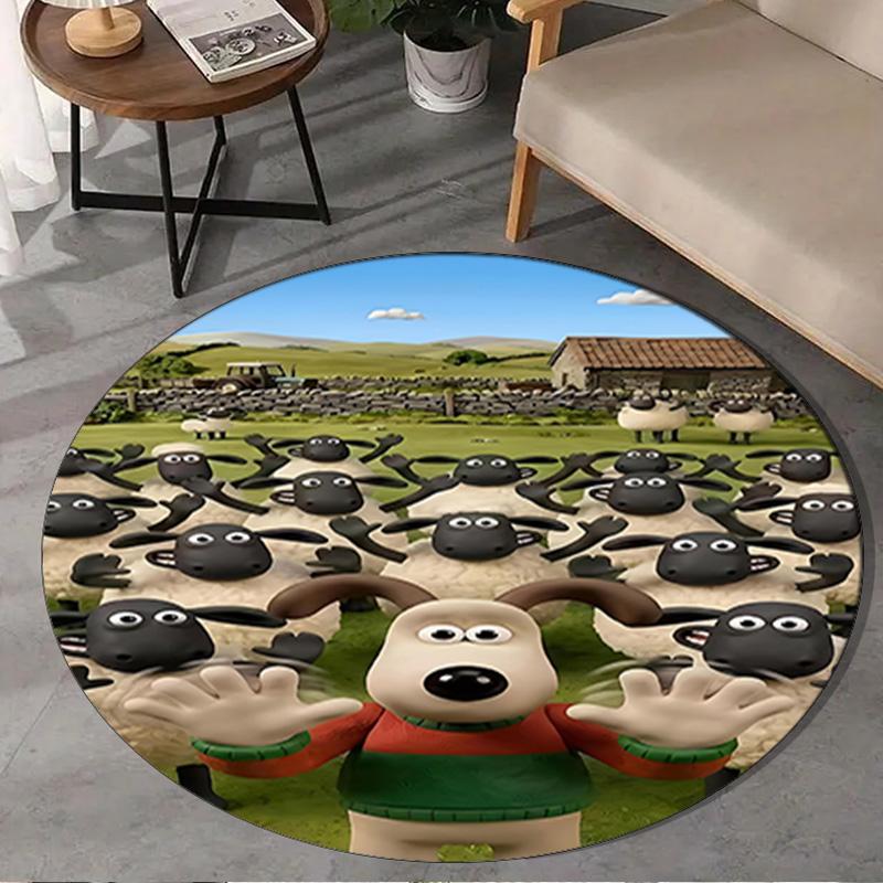 1PC Sheep Friends Adventure Round Rug, Non-slip Chair Mat, Home Decor, Circle Carpet Perfect for Office, Bedroom, Living Room,Christmas gift