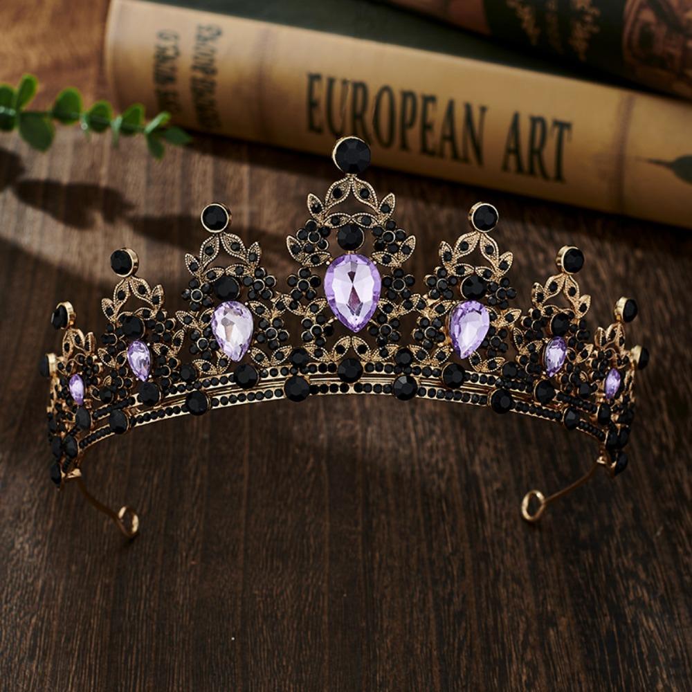 Shiny Baroque Crown Elegant Princess Rhinestone Crown Exquisite Bridal Tiara Women/Girls