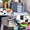 Felt Plate Cup Storage Bag 8 Plates 6 Cups Lightweight Outdoor Dish Carrier Adjustable Flap Storage Organizer for Picnic Camping