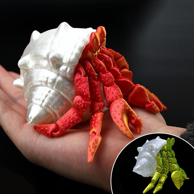 3D Printed Model Articulated Hermit Crab Movable Joints Cool Desktop Creative Ornament Fun Crafts Action Figures Toys Kid Aldult