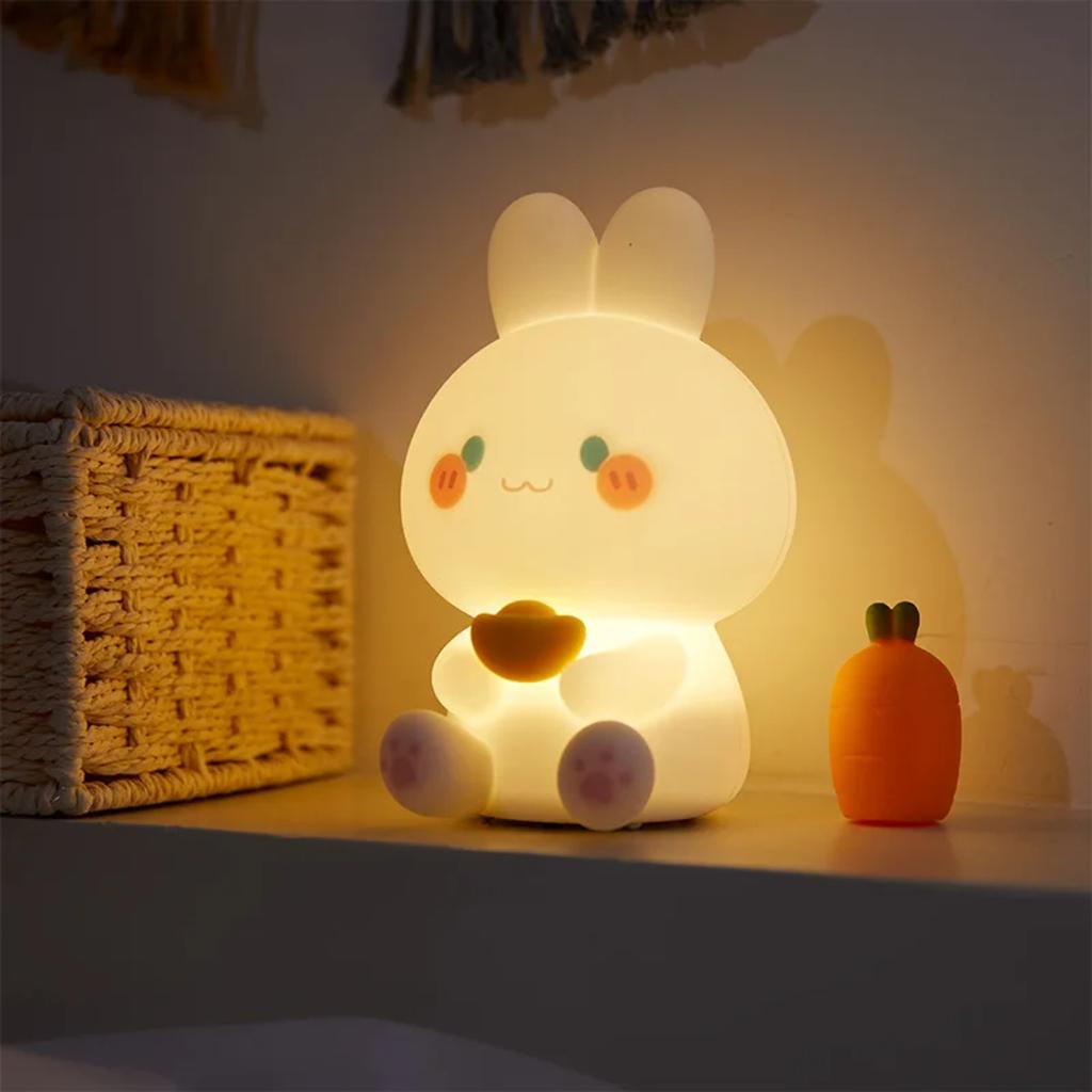 Новый светодиодный ночник RGB милый кролик силиконовый светильник для сна USB перезаряжаемый датчик спальня прикроватная тумбочка ребенок ребенок подарок Прямая поставка