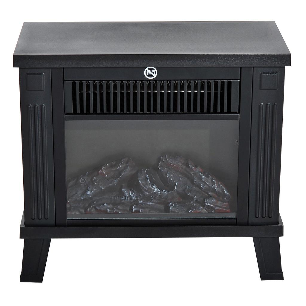 Electric fireplace, electric fireplace, fireplace stove, freestanding fireplace with flame effect 600/1200W, metal, black, 34x17x31 cm