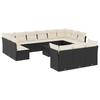 14 pc Garden Sofa Set with Cushions Black Poly Rattan