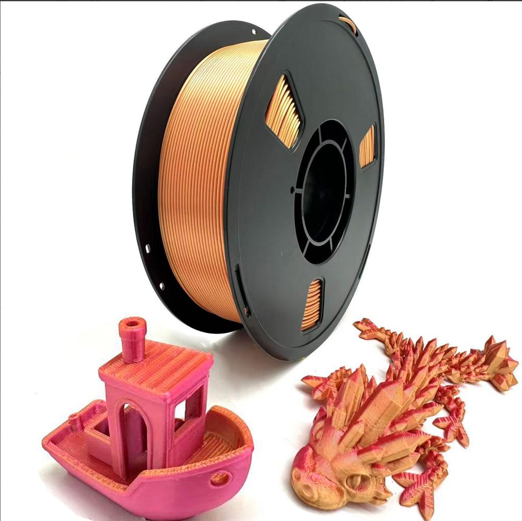 1KG 1.75mm PLA Silk Dual Color 3D Printer Filament Multiple Extruded Plastic Rods Including PETG Nylon Available Materials PPA