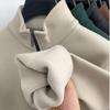 Plus Size Men's Autumn And Winter Sweatshirt Zipper Stand Collar Long Sleeves Thickened Fleece Solid Color Neck Guard Mid-length