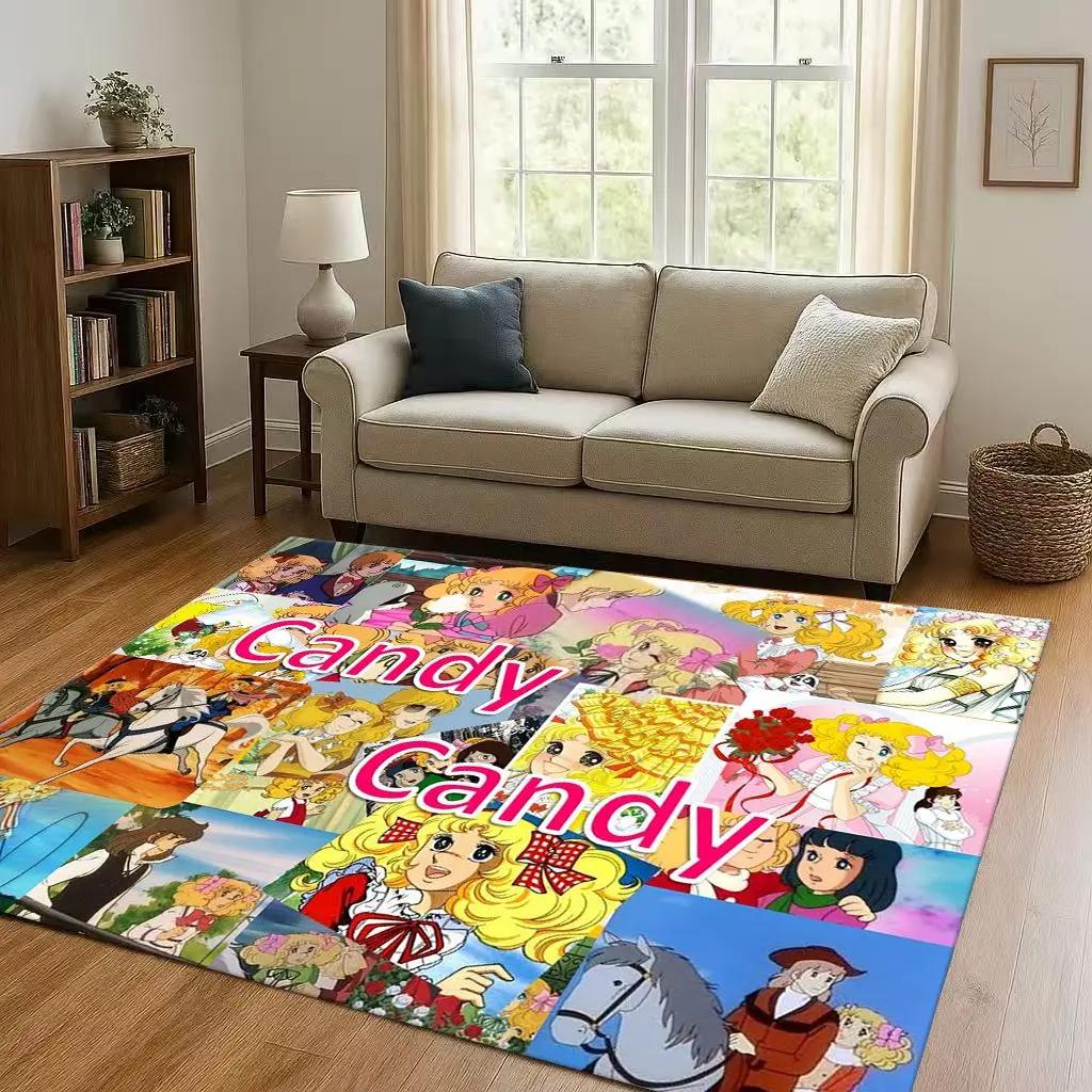 Retro Candy Candy Sweet Girl Cartoon Room Non-Slip Area Rug Soft Carpet for Bedroom Playroom Sofa,Easy Clean Home Decor Doormat