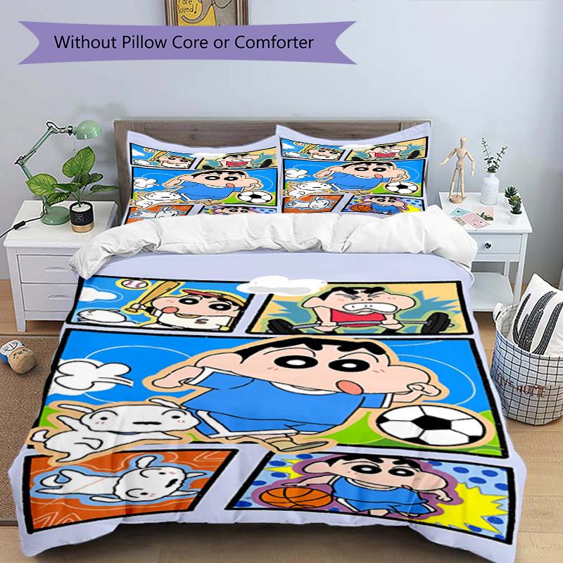 3pcs Duvet Cover Set (1*Duvet Cover + 2*Pillowcase, Without Core), Cartoon comics Print Bedding Set, Bedroom Decor, All‑Season, Birthday Gift