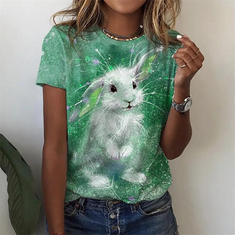 Женские футболки с забавным принтом 3D Kawaii Cat Футболки с модным круглым вырезом и коротким рукавом Топы свободного покроя Женская одежда Y2k Милая одежда