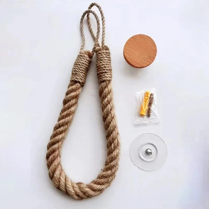 1-10PCS Vintage Rope Toilet Roll Holder No Drilling Self Adhesive Bathroom Storage Rack Rustic Towel Rack for Home Hotel Use