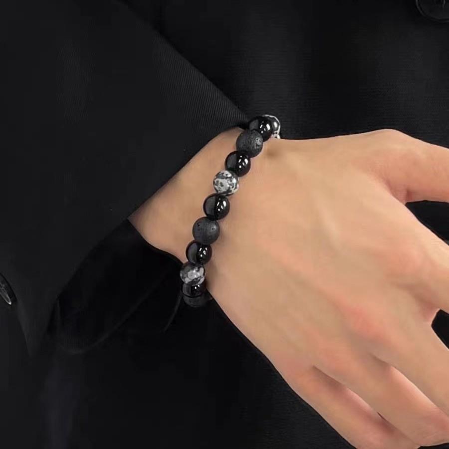 Chic Blue Beaded Bracelet For Couples Copper Material With Finish Plated