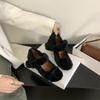 Fashion Mary Jane High Heels Women 2024 Autumn/Winter New Versatile One Line Square Headed Thick Heels Shallow Mouth Plush Single Shoes