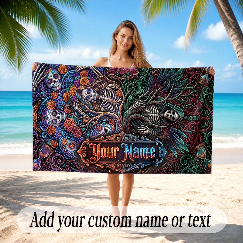 Celebration Theme Beach Towel Personalized Custom Name & Text Soft Quick Dry Beach Towel for Swimming Travel