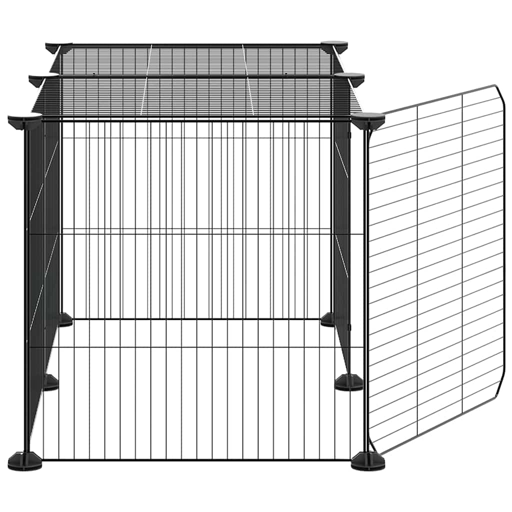 8 Piece Pet Cage with Door Black 35x35 cm Steel