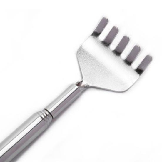 Раздвижная чесалка для спины из нержавеющей стали, портативная, для труднодоступных мест, телескопическая ручка с пятью зубьями, инструменты для массажа и чесания спины