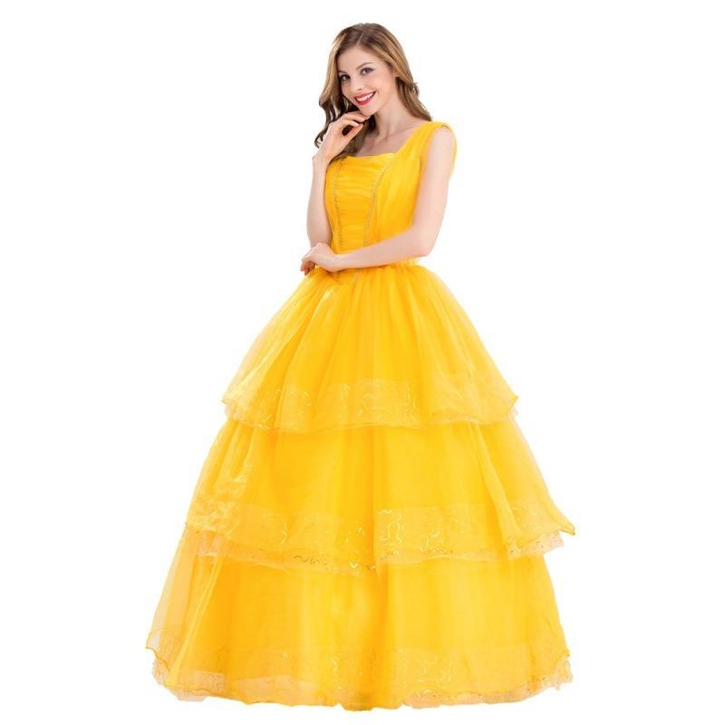 The New Halloween Film and Television Live-action Version of the Beautiful Woman and the Beast Belle Princess Dress Costume Women