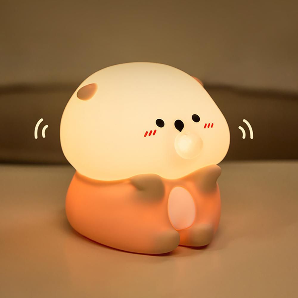 Cute Animal Silicone Night Light Fox Frog Nursery Sleeping Lamp Rechargable Duck Touch Sensor Beside Lamp For Bedroom Decor