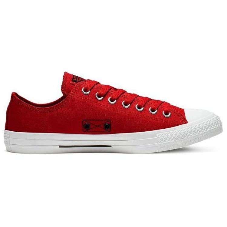 Converse Chuck Taylor All Star Flight School Низкие кеды с черной полосой Повседневные низкие парусиновые кеды Унисекс Красные Белые 165739C