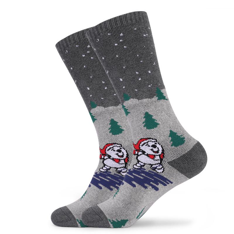 Two Wolves Kids' Winter Knee-High Ski Socks - Terry Bottom, Thick, Sweat-Absorbent, Warm with Christmas Tree Design