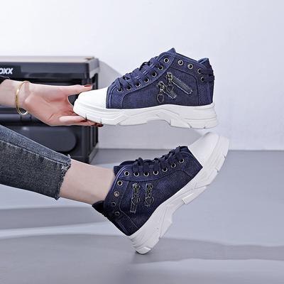 Холщовые туфли женские 2025 новая весенняя платформа маффин высокие кеды деним мартин XQ-SX-F01