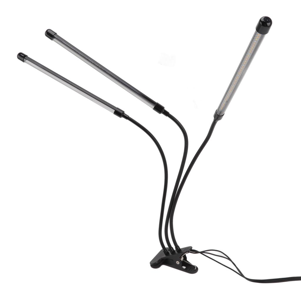 3-головочный светильник для растений с зажимом, полный спектр, красный, белый, теплый свет, 10 уровней регулировки яркости, USB-светодиод для выращивания растений