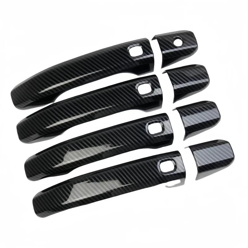 Door Handle Cover For Chevrolet Silverado GMC Sierra 2015- Glossy Black Carbon Fiber Chrome Car Trim Styling Accessories