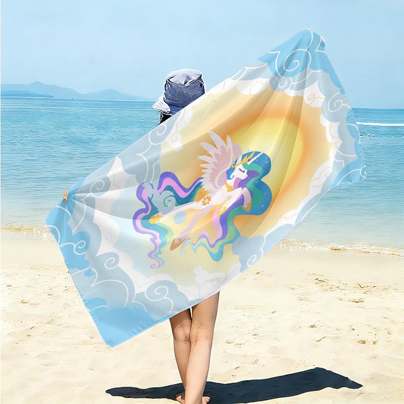 1Pc Rainbow Unicorn Heart Beach Towel Microfiber Beach Towel Thin Absorbent For Beach Swimming Yoga Bath Sports 0917125