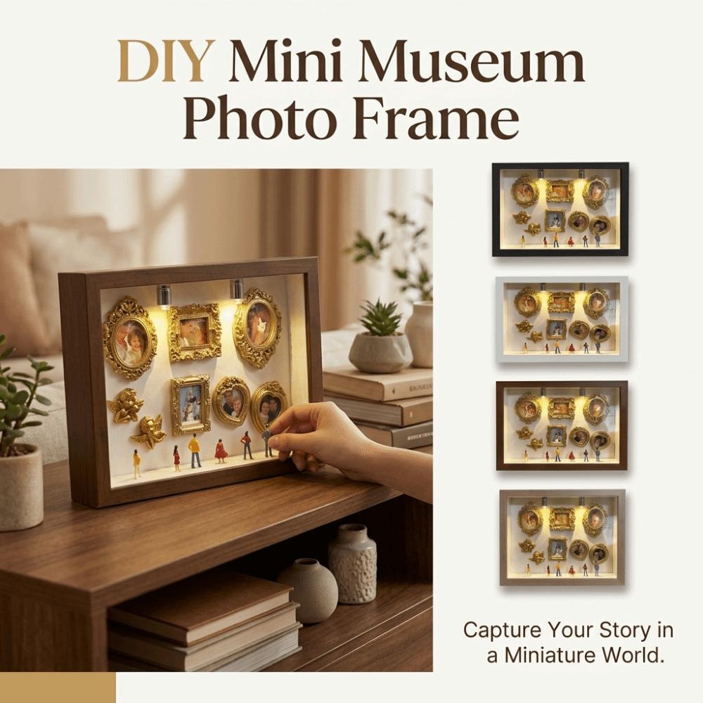 Миниатюрная фоторамка для DIY-мини-музея, винтажная, романтическая, персонализированная, DIY-декор для фото с мини-фигурками и светом