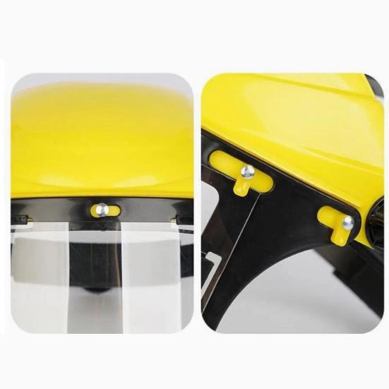 Защитный лицевой щиток из стальной проволочной сетки для шлема, обеспечивающий полную защиту лица от летящих обломков. Прочный лицевой щиток для работы в лесной местности на открытом воздухе.