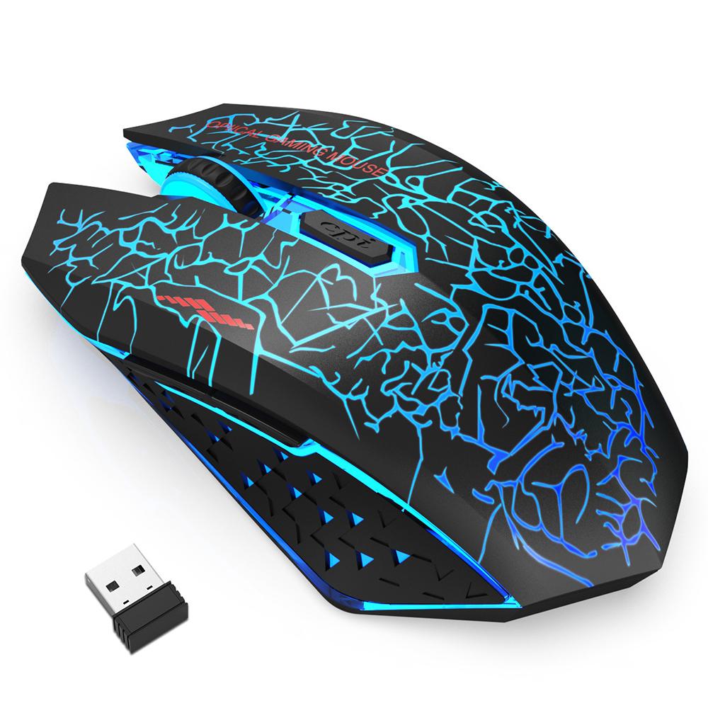 Перезаряжаемая беспроводная мышь RGB 2,4 ГГц, бесшумная игровая мышь с регулируемым разрешением и светодиодной подсветкой, компьютерная геймерская мышь