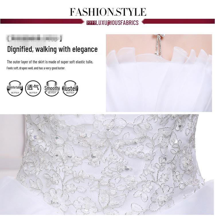 2025 Белое кружевное платье без бретелек на шнуровке в корейском стиле длиной до пола из органзы