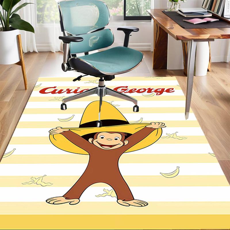 1pc Curious George Design Area Rug - Non-Slip, Soft & Cozy Floor Mat for Living Room, Bedroom, Office - Indoor/Outdoor Decorative Carpet