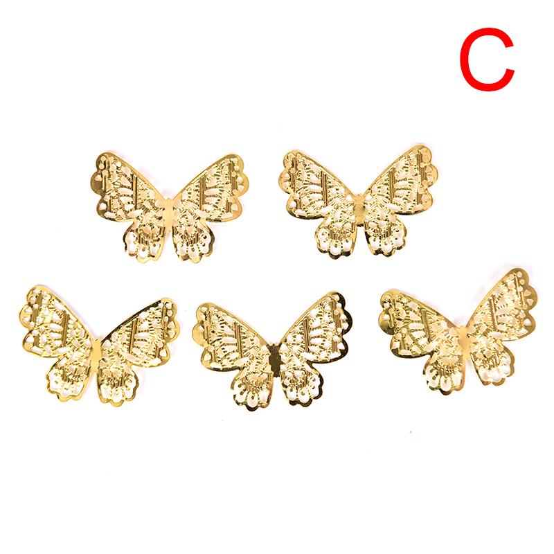 50 шт./компл. золотые металлические филигранные полые подвески-бабочки ремесло DIY изготовление ювелирных изделий