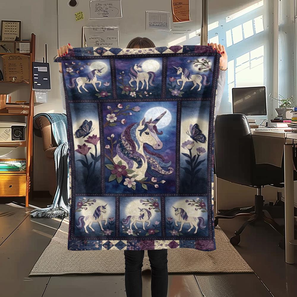 Unicorn Animal Print Flannel Blanket, High quality Comfortable for All Seasons, Home Decor, Warmth and Comfort, Perfect for Christmas Gifts133