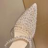Women's High-heeled Shoes Crystal Open-heeled High-heeled Shoes Women's Summer Women's Party Wedding Shoes Large