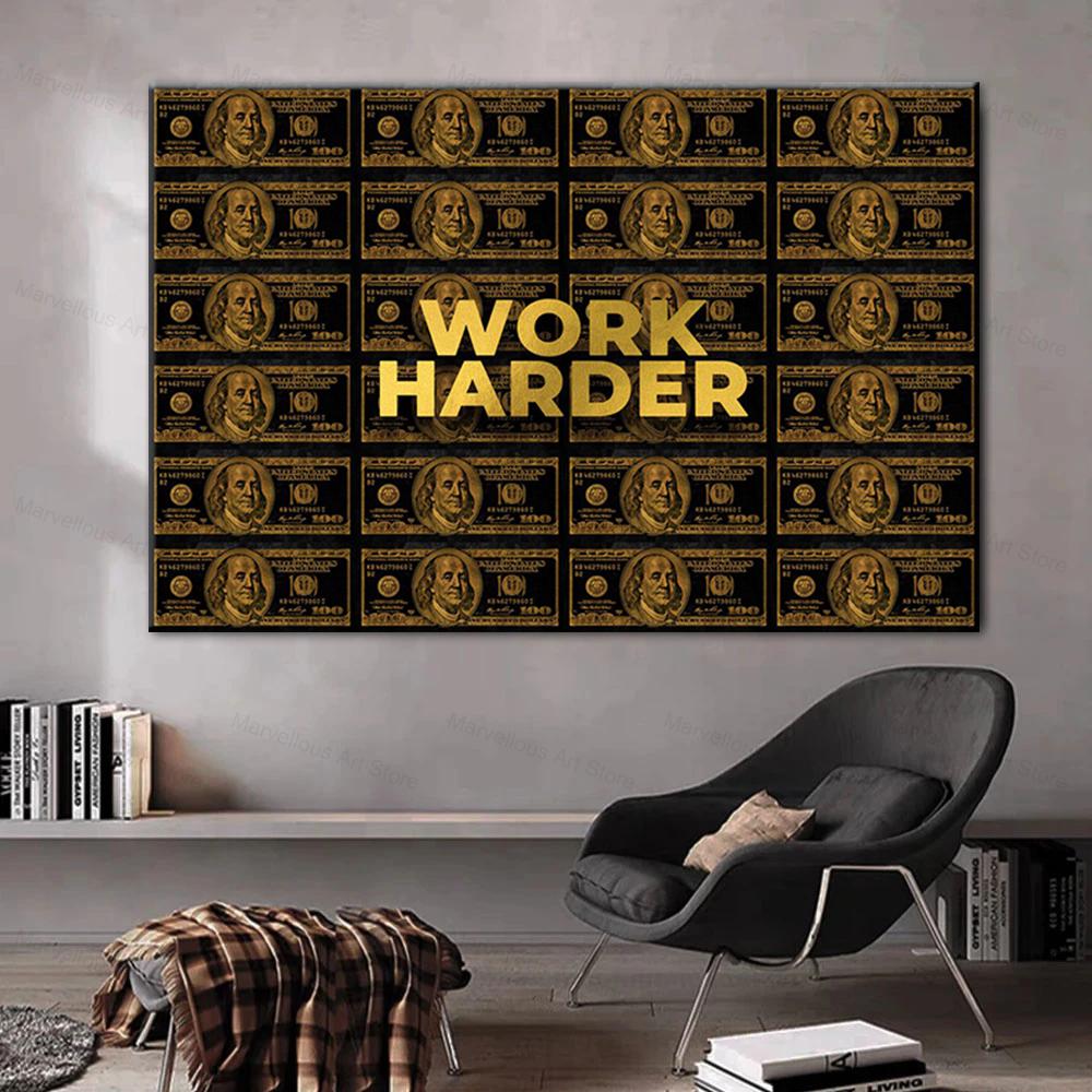 Трудись, деньги Искусство Мотивирующие цитаты Картина на холсте Современные постеры Печать настенных картин для офиса Коридора Домашний декор