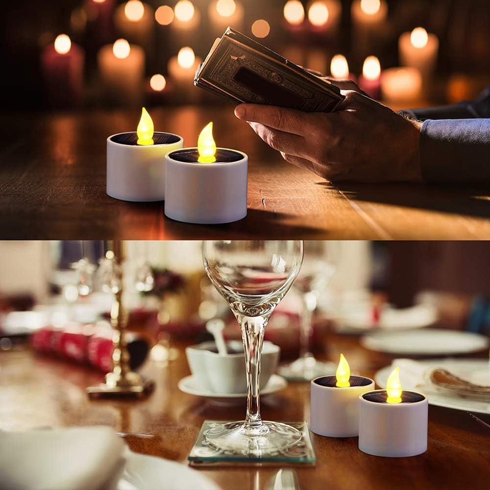 Solar LED Light Candle Led Candles Flameless Outdoor Waterproof Solar Tea Lights Rechargeable Candles for Party Garden Home