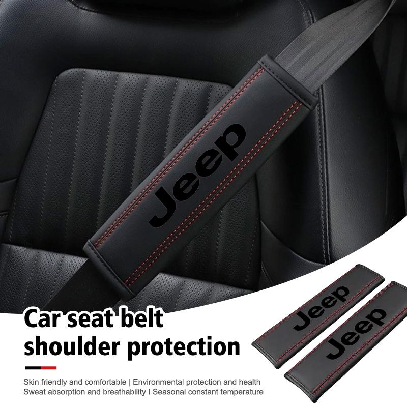 CYKVUD1 For Jeep Car Safety Belt Cover Adjustable Shoulder Strap Protector Pad Cherokee Patriot Liberty Wrangler JK JL Commander