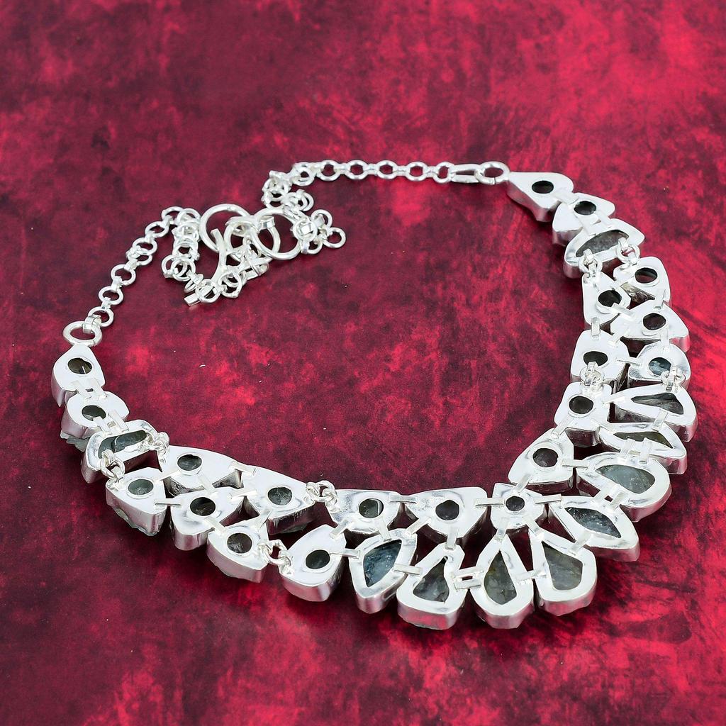 Rough Aquamarine Necklace Jewelry, 925 Solid Sterling Silver Necklace Adjustable Chain Necklace, Real Gemstone Handmade Jewelry Gift For Wife